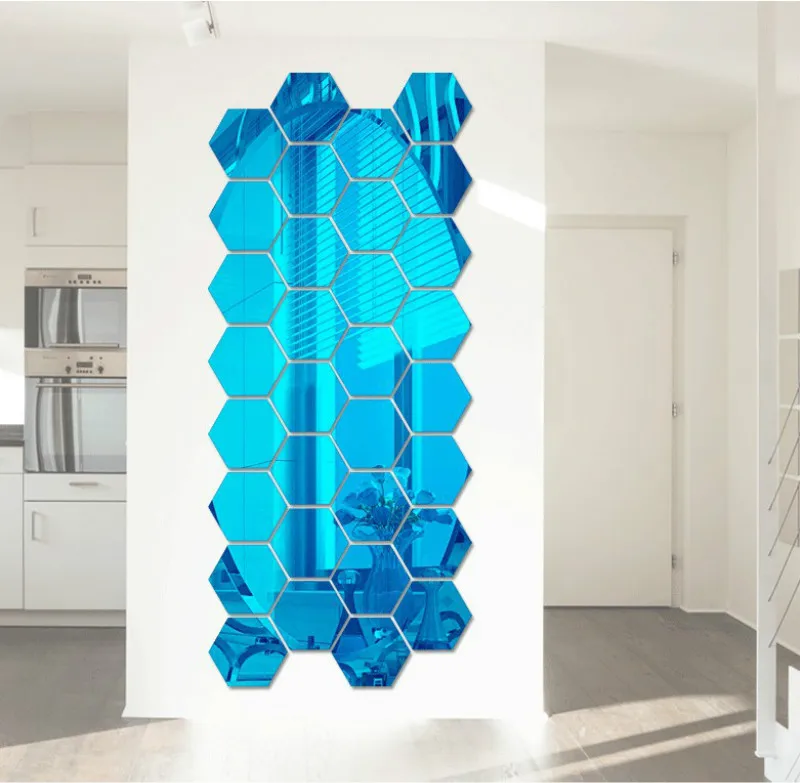 12 шт./компл. DIY Современные креативные 3D зеркальные геометрические шестигранные