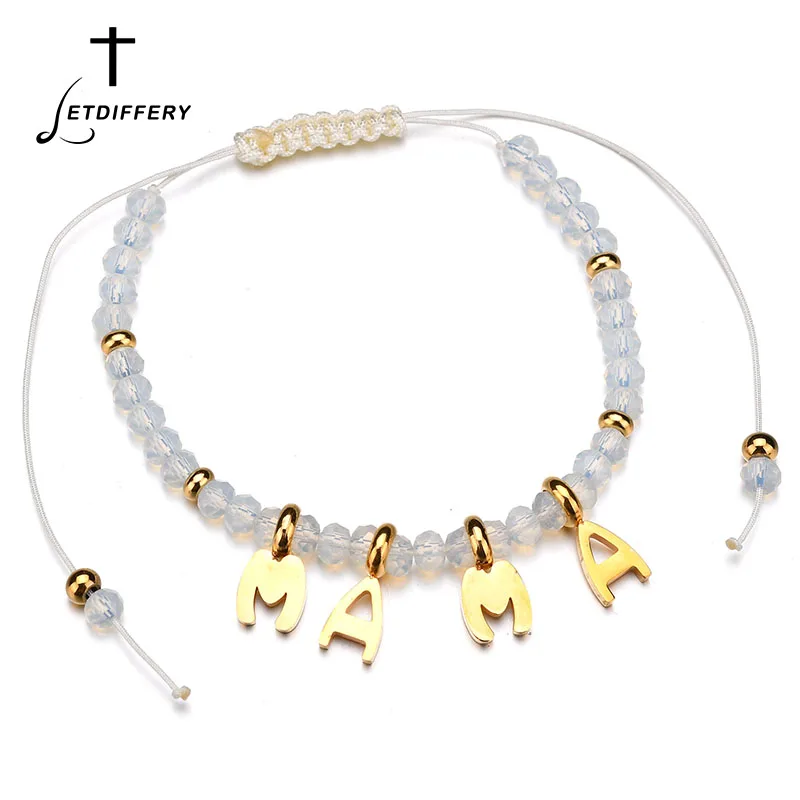 Letdiffery Модные женские ювелирные изделия буквы Браслеты хрустальные бусы цепочка