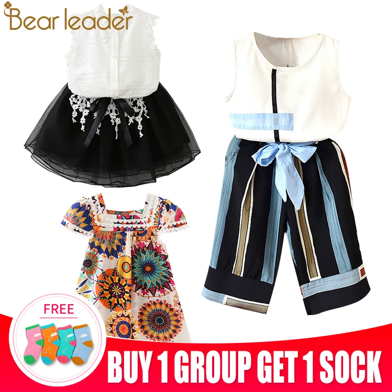 Bear Leader/комплекты одежды для маленьких девочек г., модная одежда для малышей детская джинсовая рубашка+ леопардовая юбка+ повязка на голову, комплект одежды из 3 предметов
