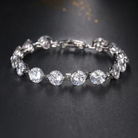 new fashion trend clear big round cubic zircon pave chain bracelets for women christmas party show prensent free shipping b 047
