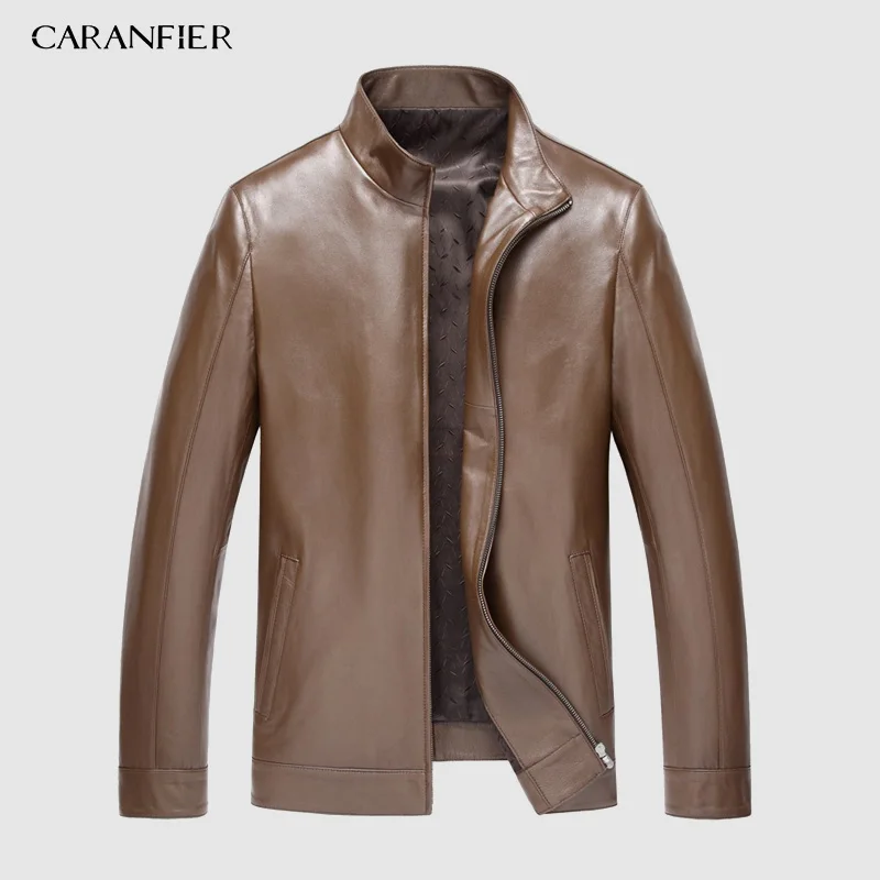 Мужские куртки CARANFIER из натуральной овечьей кожи, повседневные приталенные пальто, верхняя одежда для мотоциклов, DHL,, M-4XL