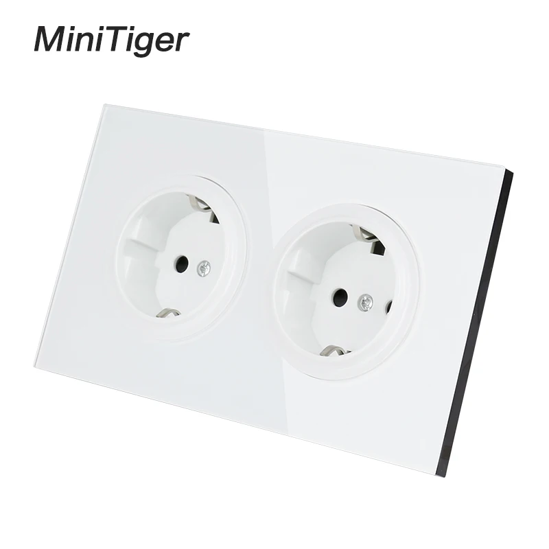Розетка из закаленного стекла Minitiger с заземлением и защитой от детей 146 а |