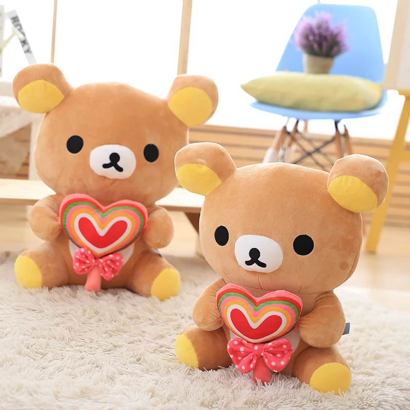 30/40/50 см мягкая Rilakkuma Медведь с сердцем Форма конфеты поп-плюшевые игрушки чучело Teddy Bear кровать игрушка для детей подарок