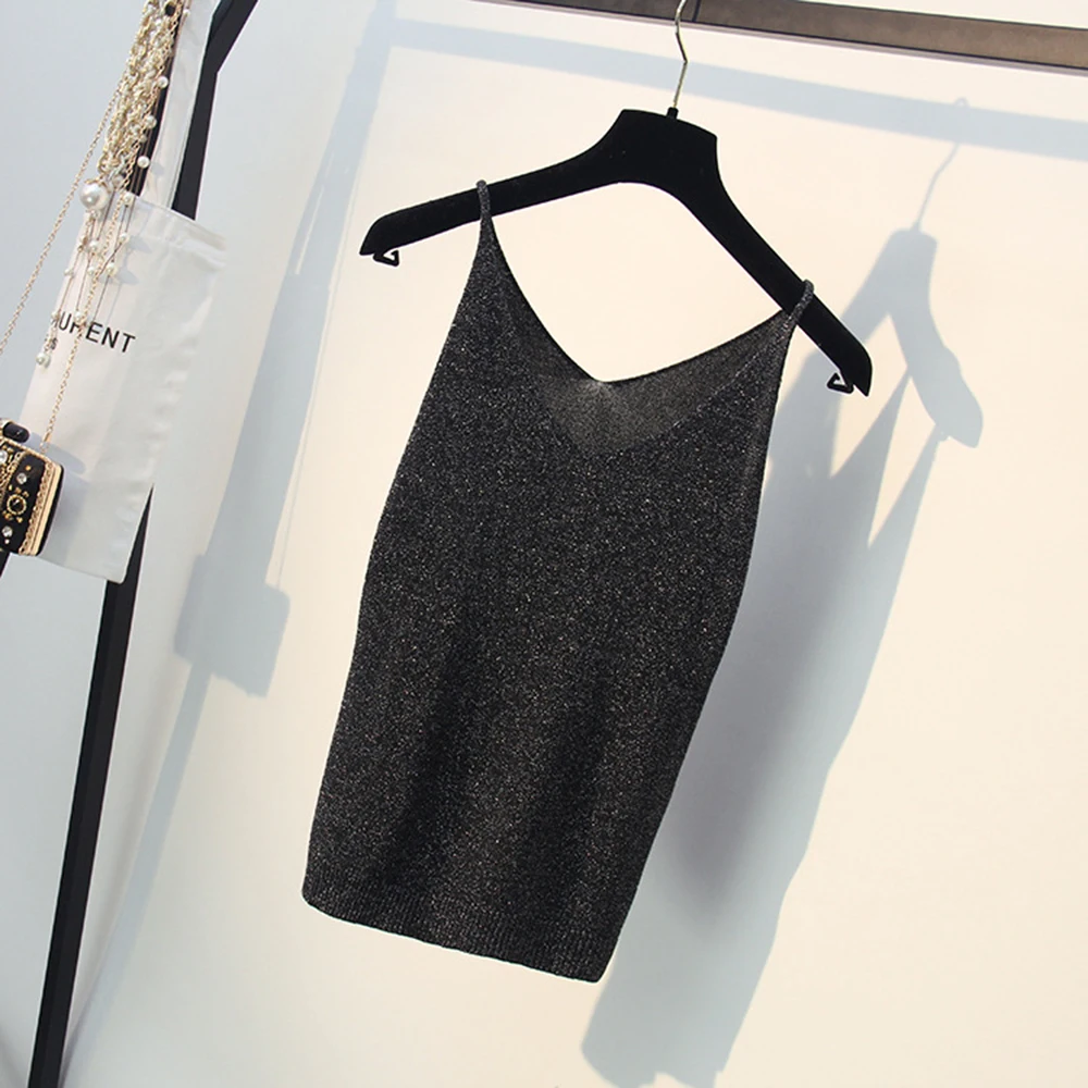 Солидные сексуальные вязаные женские майки повседневные топы с глубоким v