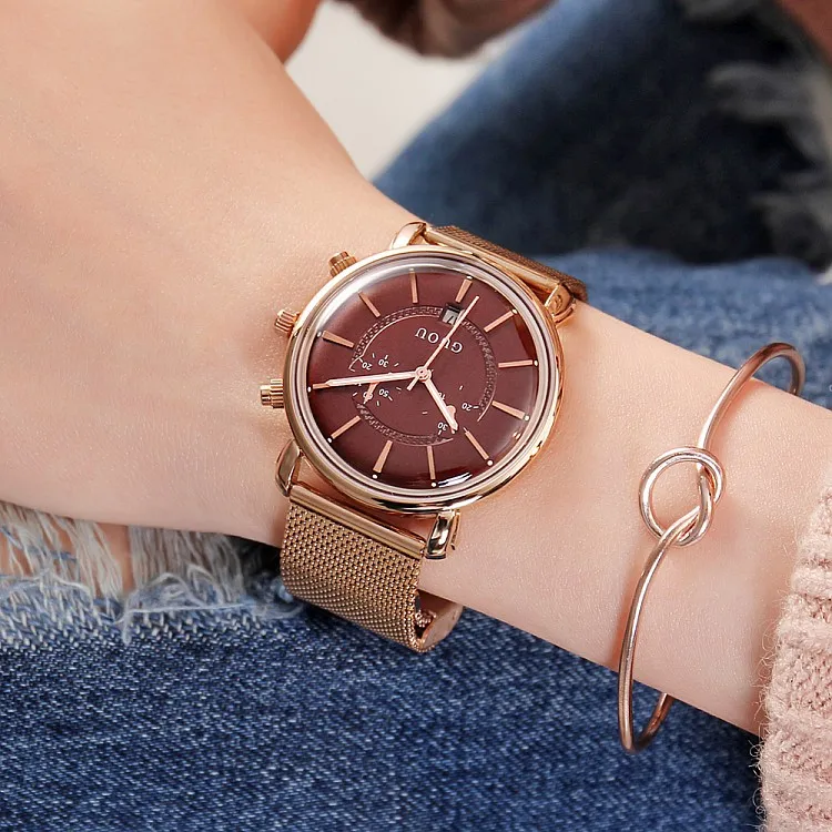 Лидирующий бренд Для женщин подарок Bling Кварцевые часы Мода Повседневное женские