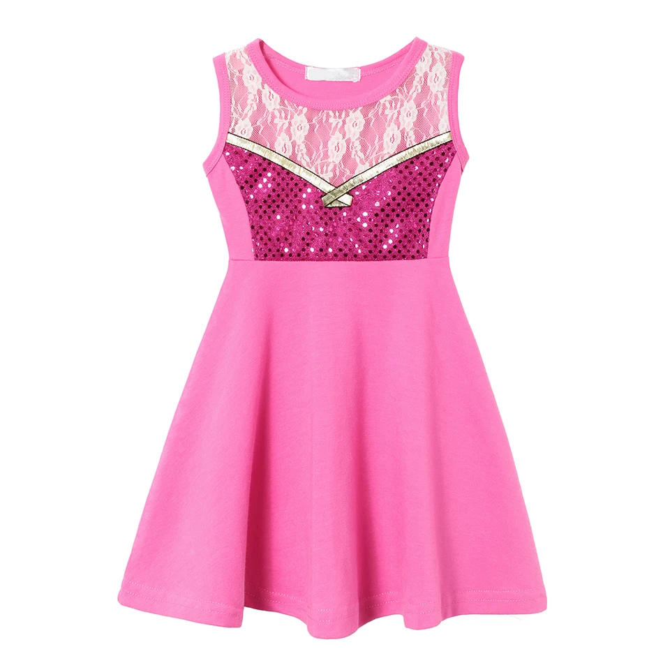 Girls Elsa Rose Costume Cosplay Aurora Sleeping Beauty Dress Kids Sequined Party Birthday Clothes Child Casul Cotton Sundress |