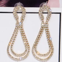 trendy crystal water drop earrings for women long drop earrings nigerian rhinestone statement jewelry wholesale 5 0
