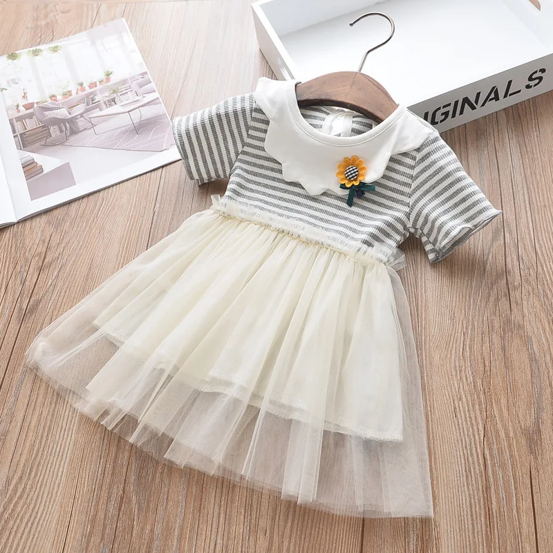 Girls summer dresses kids fashion cotton striped mesh dress children princess for girls party clothing 0-3Y 2019 | Детская одежда и