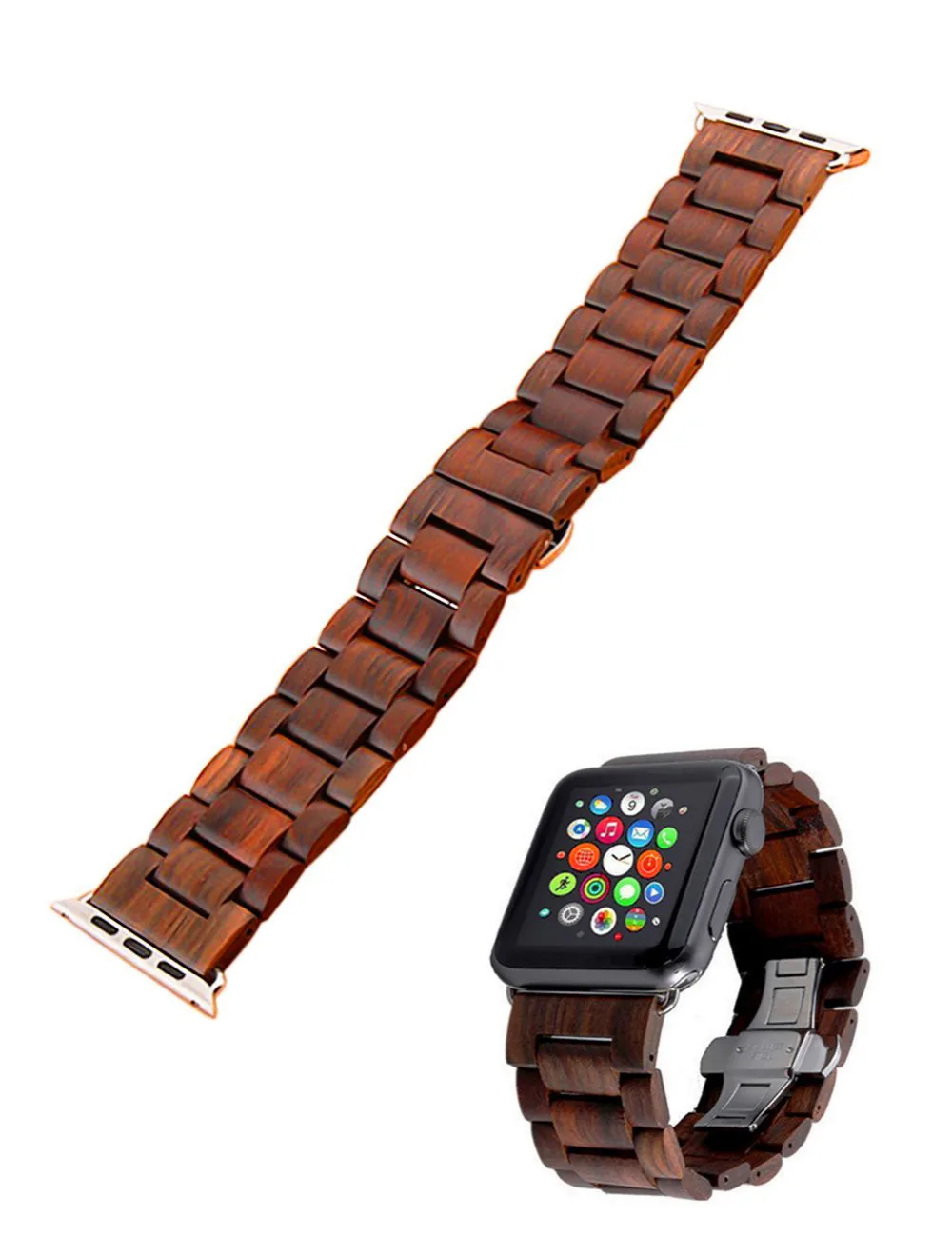 Деревянный ремешок для apple watch, ремешок для apple watch 5 4 3, ремешок 44 мм/40 мм iwatch 5 42 мм/38 мм, деревянный браслет с бабочкой