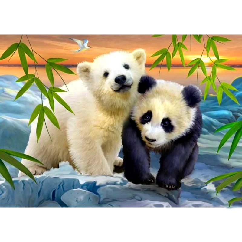 

Full square / round diamond 5D DIY diamond painting "Animal two panda love" diamond embroidery cross stitch mosaic home decorati