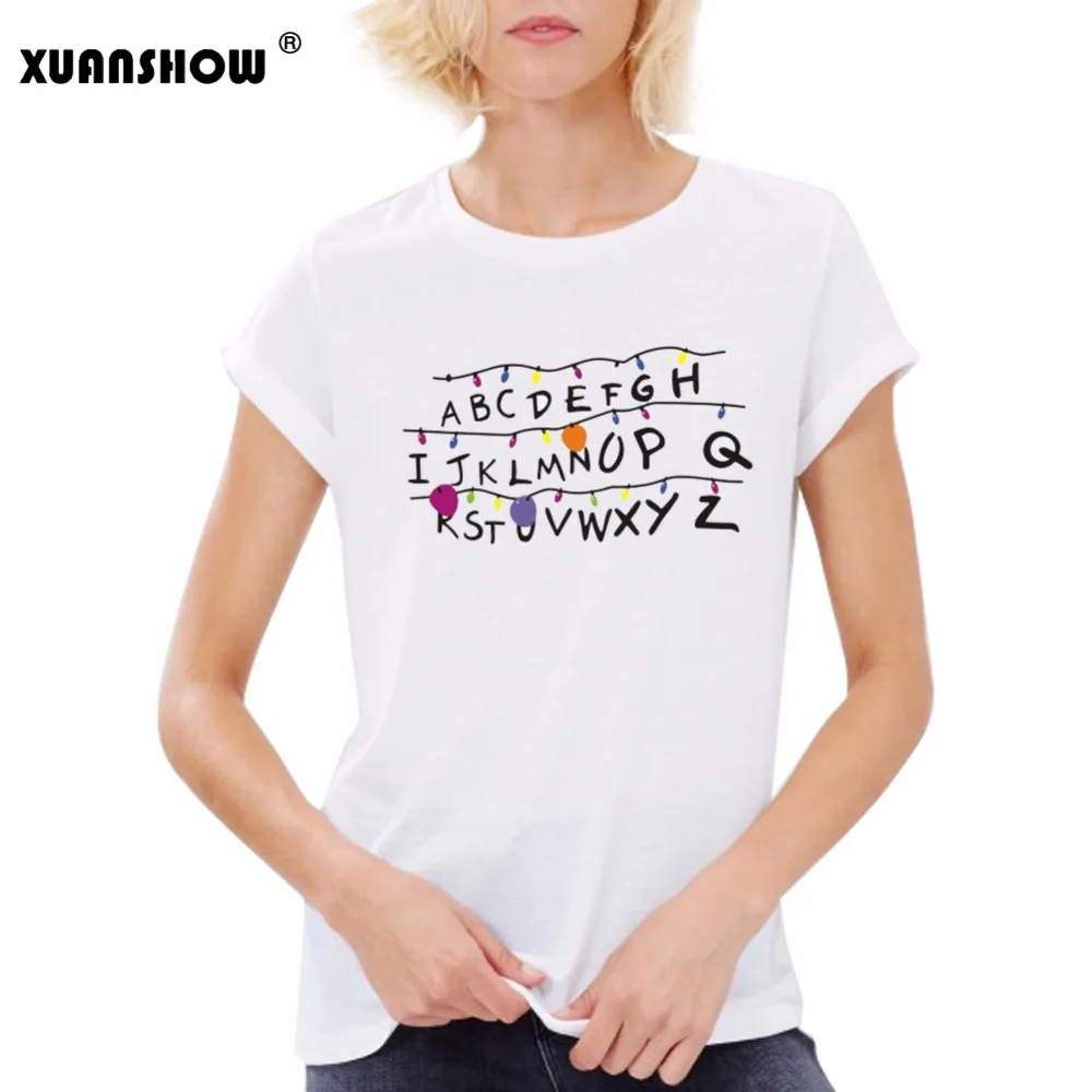 Женская футболка с круглым вырезом XUANSHOW летняя повседневная буквенным принтом и