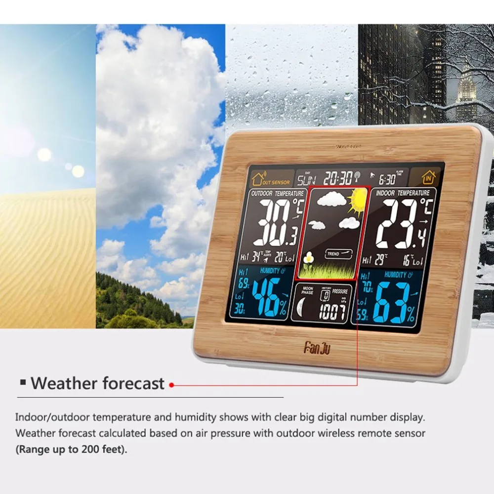 Electronic Digital LCD Desk Clock Wireless Weather Station Forecast Temperature Humidity Barometer Monitor Table | Дом и сад