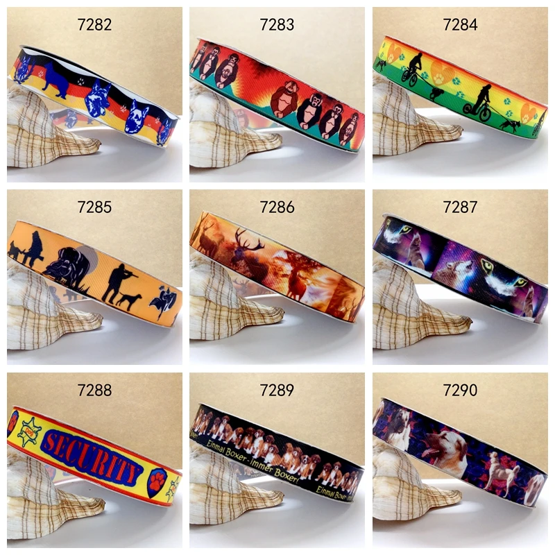Бесплатная доставка 50 ярдов собака напечатала grosgrain ленты 7290|printed ribbon|grosgrain ribbonribbon