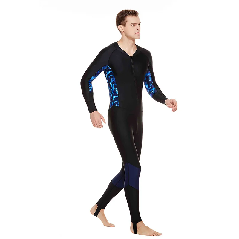 Мужские слитные купальные костюмы Sbart с длинными рукавами и молнией спереди для