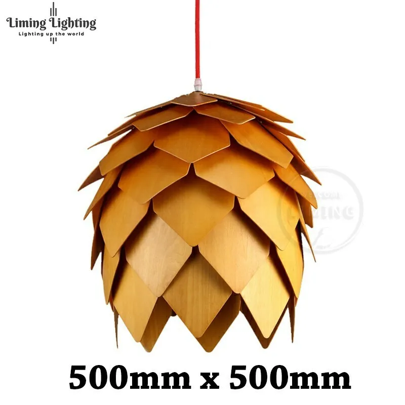 50cm yellow color Ретро скандинавские светодиодные подвесные лампы в виде шишки современные деревянные современные DIY IQ элементы головоломки спальня Художественный Деревянный светильник Lamparas светильники - Цвет корпуса: 50cm yellow color