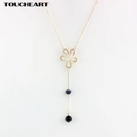 toucheart handmade long natural stone necklaces pendants hot sweater gold color necklace for women luxury jewelry sne160163