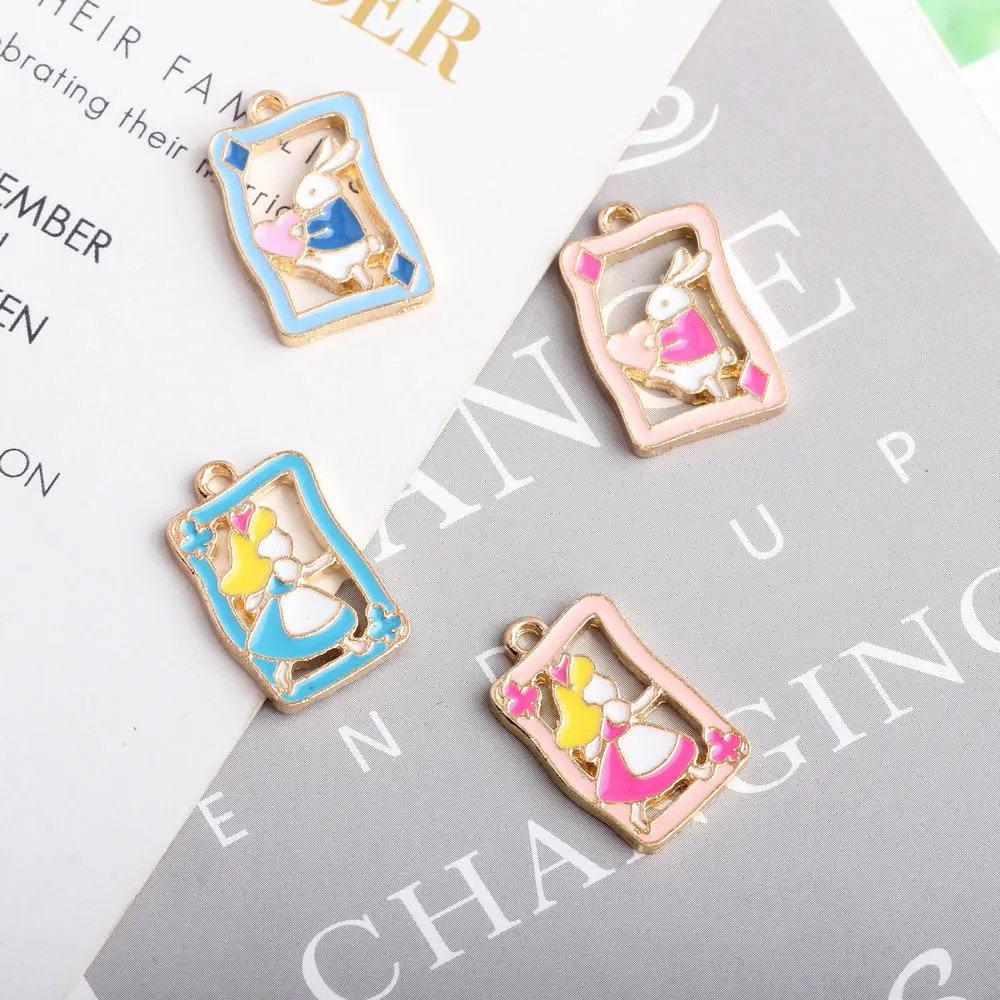 Оптовая продажа 20 шт./лот Алиса девушка счастливый кот кролик деньги Подвеска из