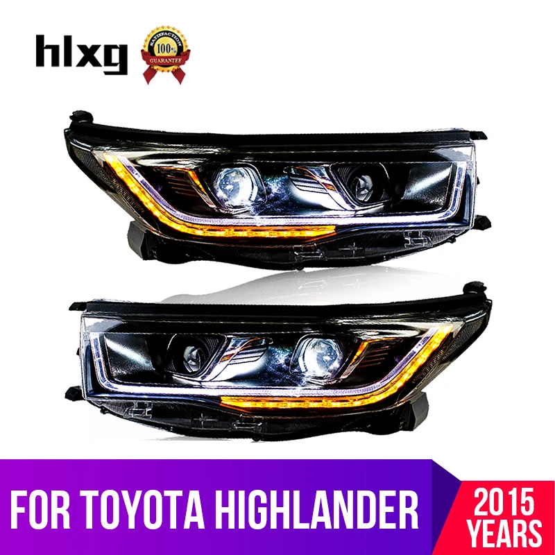 Hlxg автомобильный Стайлинг голова лампа чехол для Toyota Highlander 2015 фары светодио дный