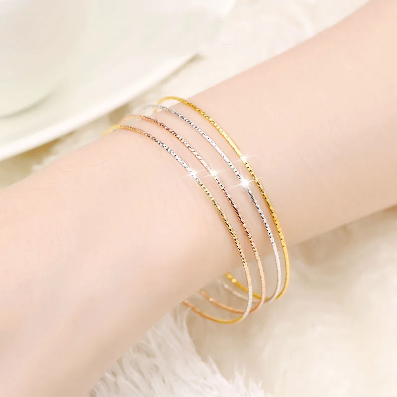 

4PCS AU750 Solid Gold Bangle Lucky Italy Bangle 6.5g Diameter 60mm