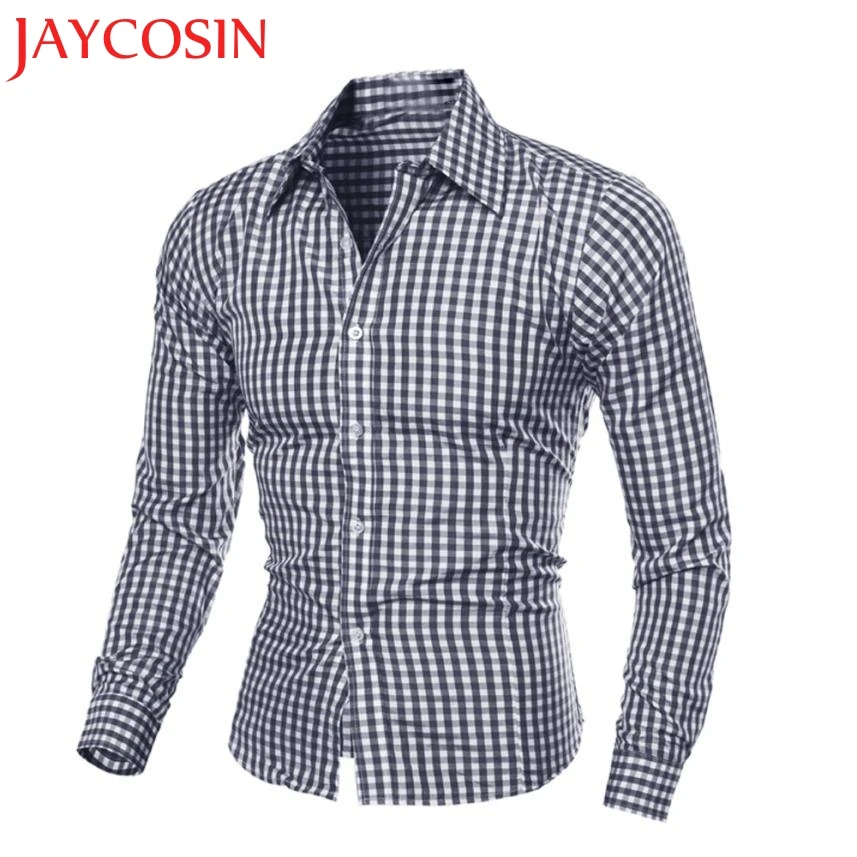 JAYCOSIN 2018 мужская осенне-зимняя клетчатая рубашка с длинными рукавами Топ Блузка