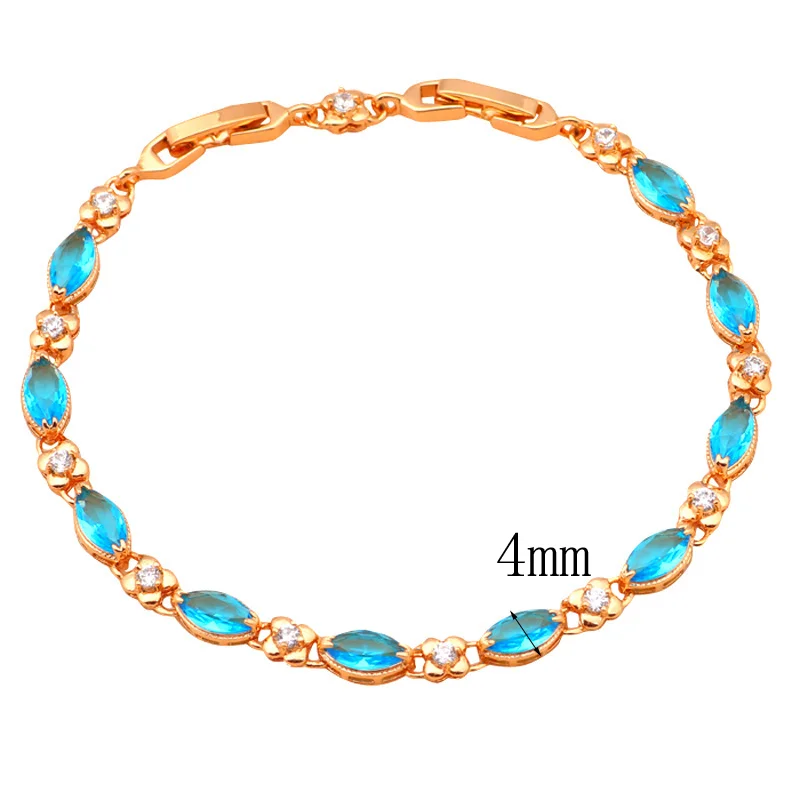 ROLILASON морской синий кристалл золотой браслет для женщин здоровья Никель свинец