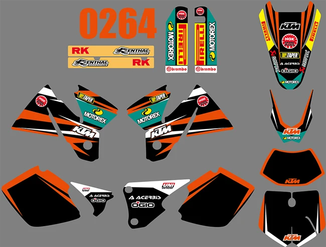 4 вида стилей графическая команда фоны наклейки для KTM EXC 1998 1999 2000 - Цвет: 0264