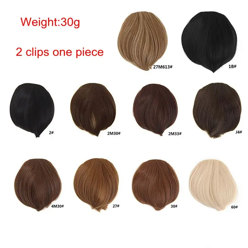 New Style Clip In Hair Bangs Natural 10 Colors Available Synthetic Side Symmetry Fringe 2Clips Extensions |