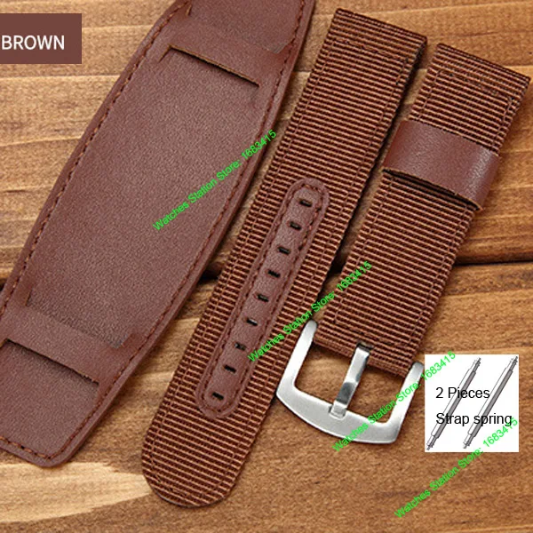 NLWS002-Brown Нейлоновый ремешок для часов кожаный ремешок 18 мм 20 мм 22 мм 24 мм ремешок для часов Пряжка из нержавеющей стали pulseira relogio correa reloj - Цвет ремешка: NLWS002-Brown