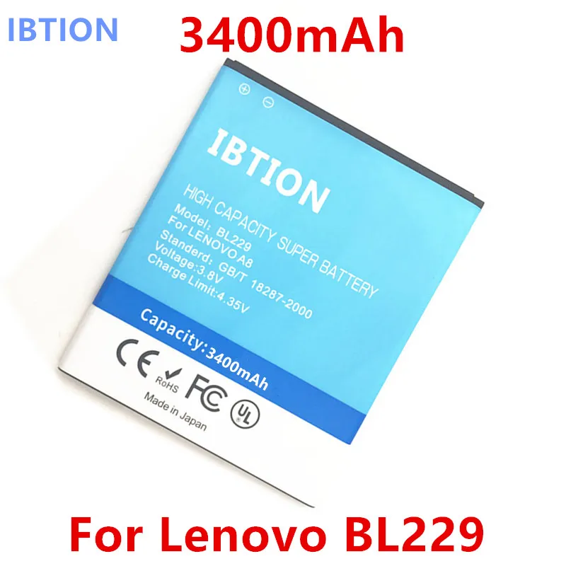 Ibtion 3400 мА/ч, BL229 BL 229 Батарея для lenovo A8 A808T A806 Батарея