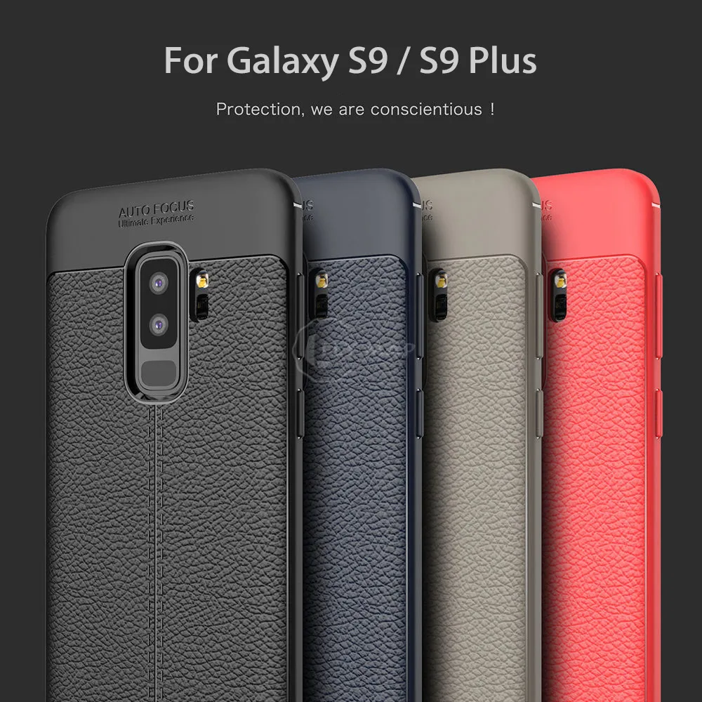 Мягкий чехол для Samsung Galaxy S9 S 9 Plus S9Plus G960F G965F личи кожаный силиконовый телефона