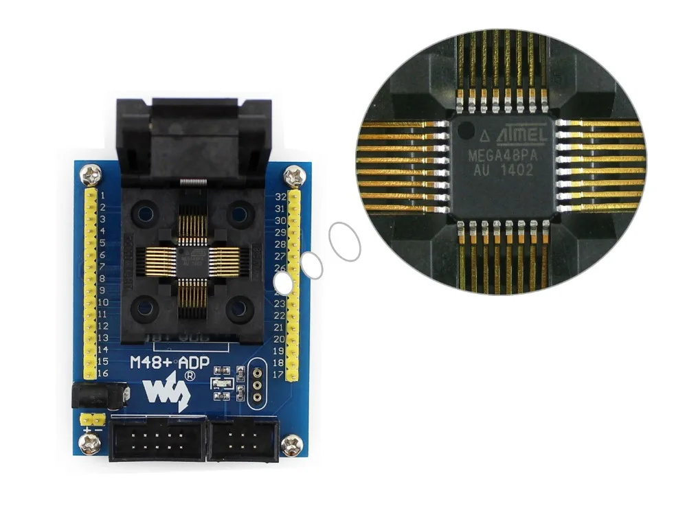 Soquete de Teste M48 + Adp Tqfp32 Avr Programação Adaptador Atmega48 Atmega88 Atmega168 Mega48 Mega88