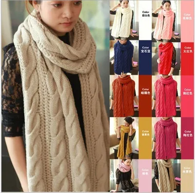 Шарф женский 2013 длинный шерстяной Пашмина теплый вязаный капюшон хомут зимний