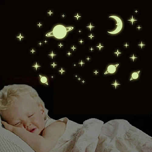 Креативные ночные темные светящиеся Космические Планеты настенные наклейки