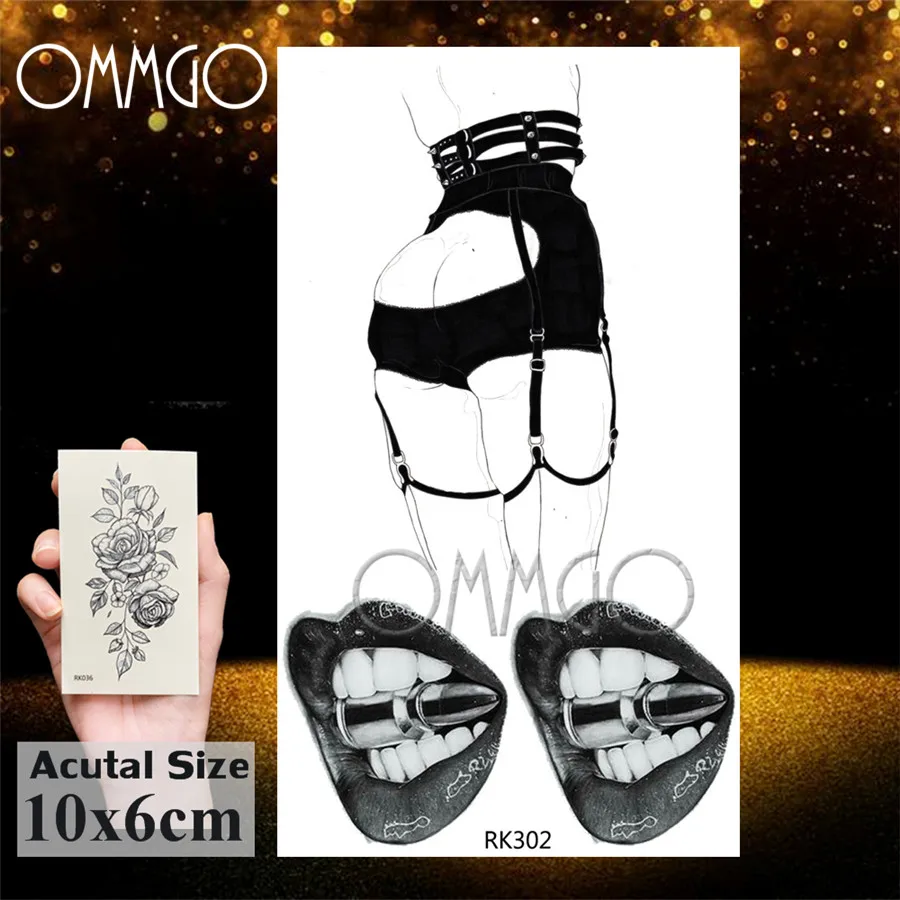 ORK302 OMMGO нож сексуальная девушка Горячая маленькая временная татуировка наклейка дым поддельные татуировки пистолет боди-арт рука наручные татуировки на заказ для женщин и мужчин - Цвет: ORK302