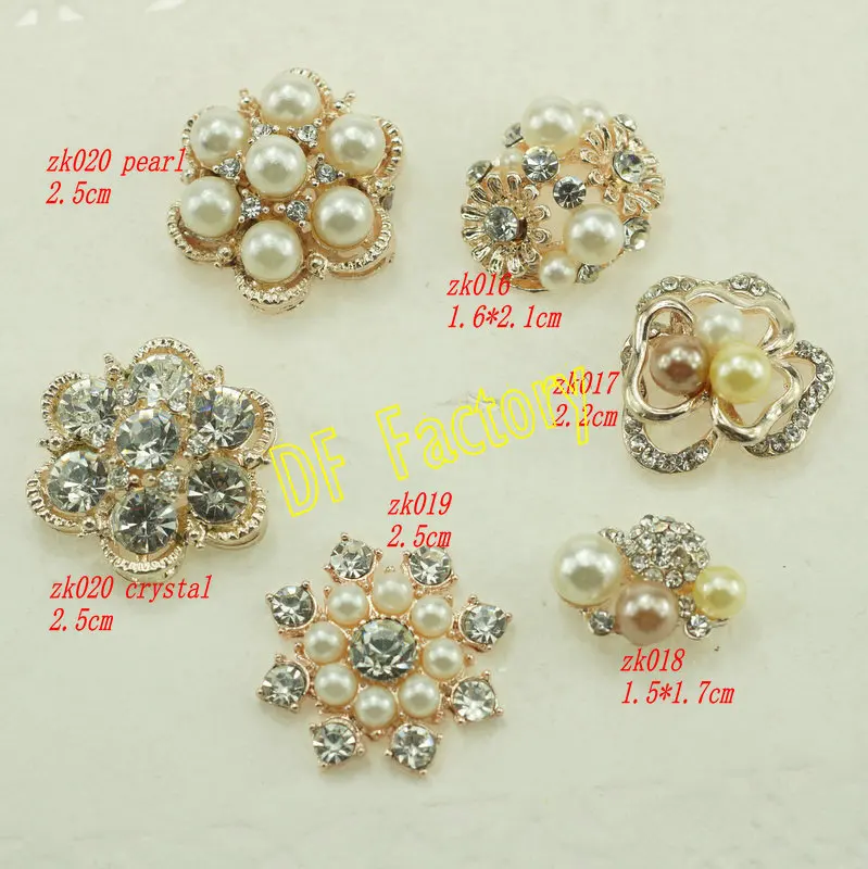 Красивые пуговицы из розового золота с жемчугом и стразами (20 шт./лот/|rhinestone