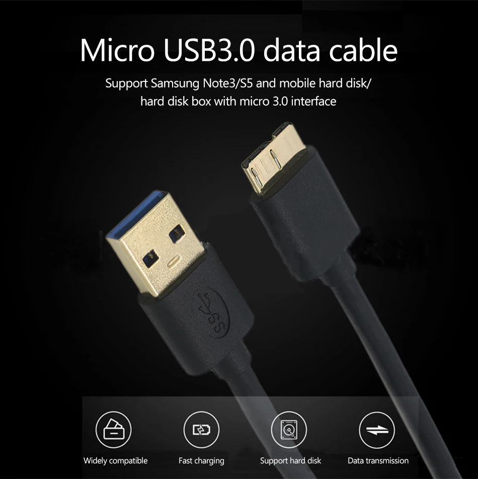 USB Micro B кабель-удлинитель 0,5 м 1 м для внешнего жесткого диска HDD samsung S5 Note3 USB HDD кабель для передачи данных