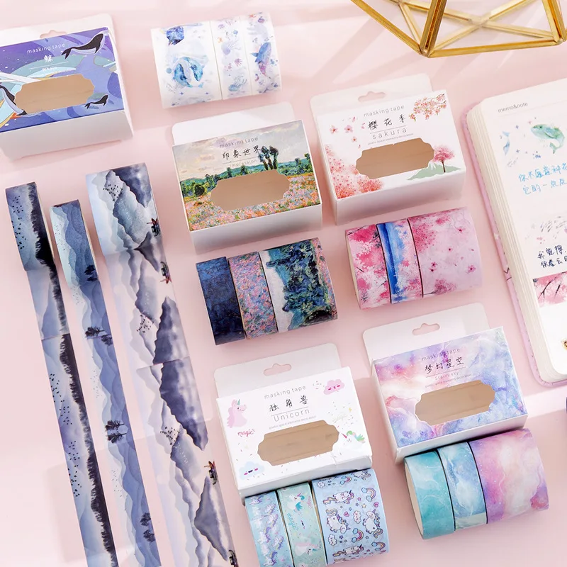 

3 pcs/pack Dream Washi Tape Set Cute Adhesive Tape DIY Scrapbooking Decoration Sticker Label Masking tapes school supplies