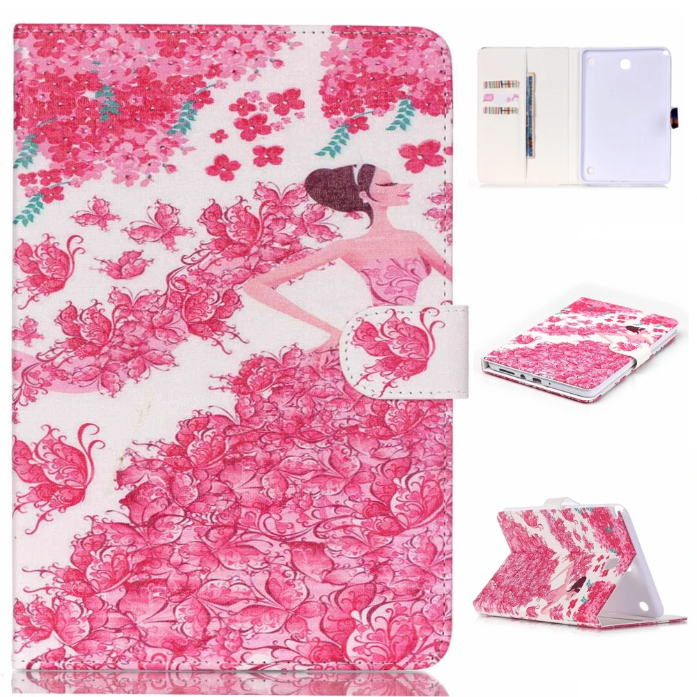 Ультратонкий чехол книжка из искусственной кожи с изображением бабочек и цветов