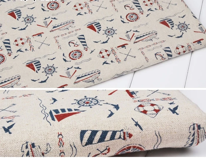 Newest150x50cm льняная хлопчатобумажная ткань в морском стиле zakka Лоскутная Ткань