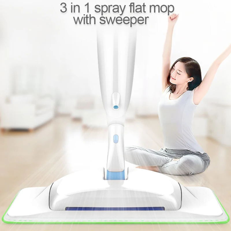 Нескольких 3 в 1 Push Тип Sweeper Нержавеющая сталь уборочная машина с спрей и тряпка из