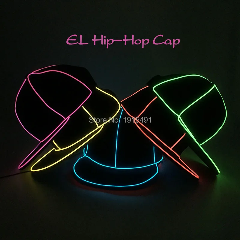 

High Grade Beat-Boy Favors EL Wire Cable Rope Glowing Cotton Hat Led Strip Neon Light Snapback Hip-Hop Cap for Fashion Show