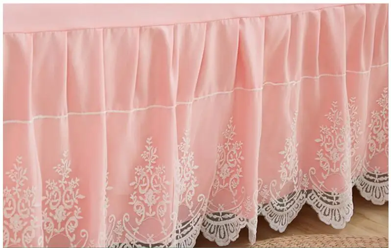 Чистый цвет бежевое кружевное постельное белье юбка принцесса домашний текстиль