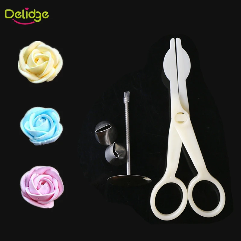 Delidge 1 Set Cake Decoration Flower Stand Nail 2 Icing Piping Nozzle Scissors For Cream Transfer | Дом и сад