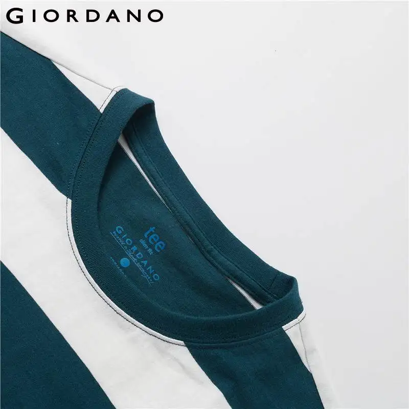 Giordano мужская футболка в полоску с короткими рукавами и круглым воротом имеется