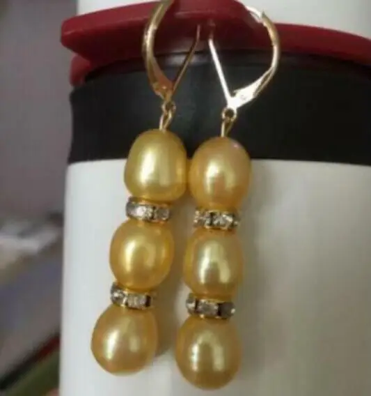 Beautiful AAA 12-13 mm natural baroque golden pearl dangle earring | Украшения и аксессуары