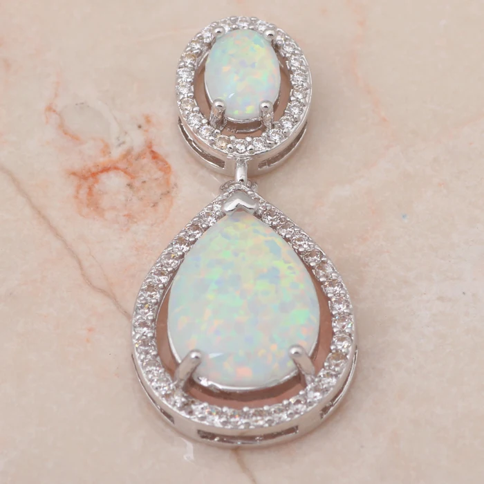 Женское Ожерелье с белым огненным опалом 29 мм серебряное ожерелье подвеской