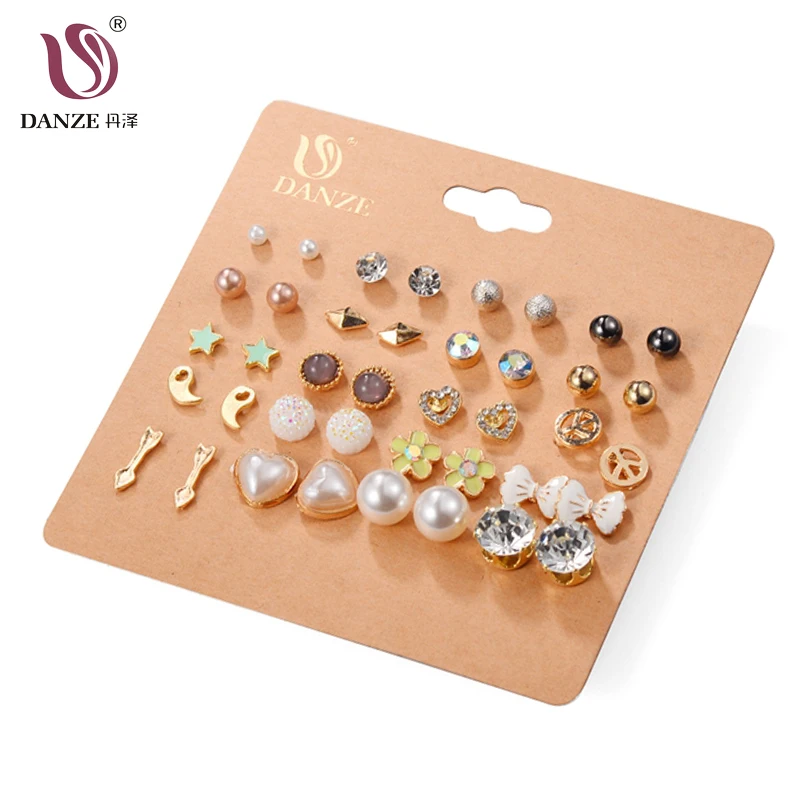 DANZE Fashion 20 пар/лот серьги гвоздики из искусственного жемчуга набор для женщин