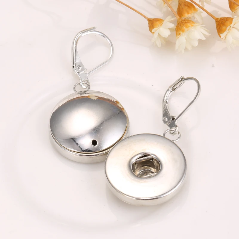 Новый 18 мм кнопки ювелирные изделия оснастки Серьги простой посеребренные