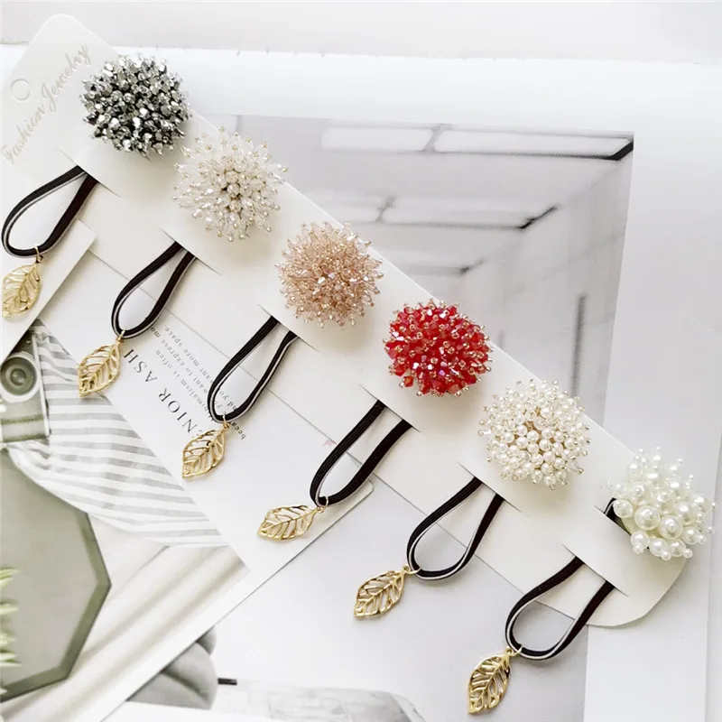 Женские резинки для волос ручной работы 2 шт./лот с кристаллами и жемчугом