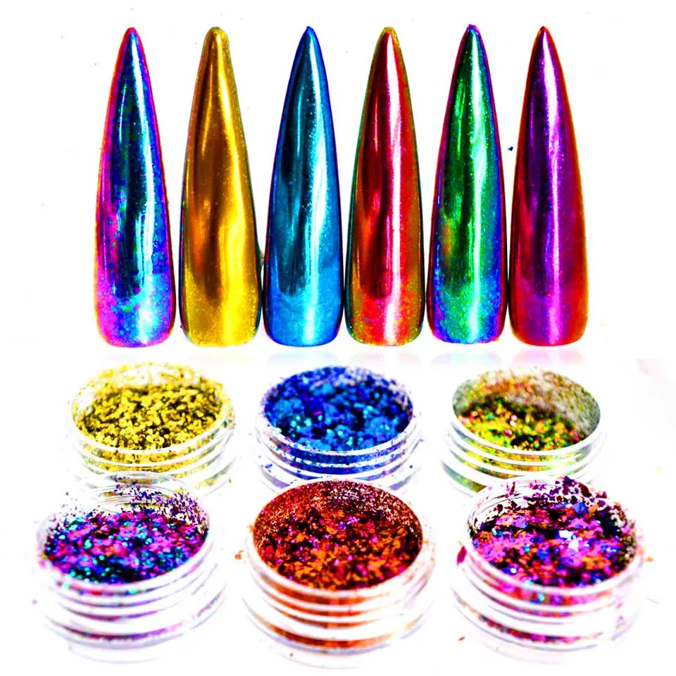 Эффект хамелеона Yucca хлопья для ногтей блеск блестки Единорог порошок зеркало